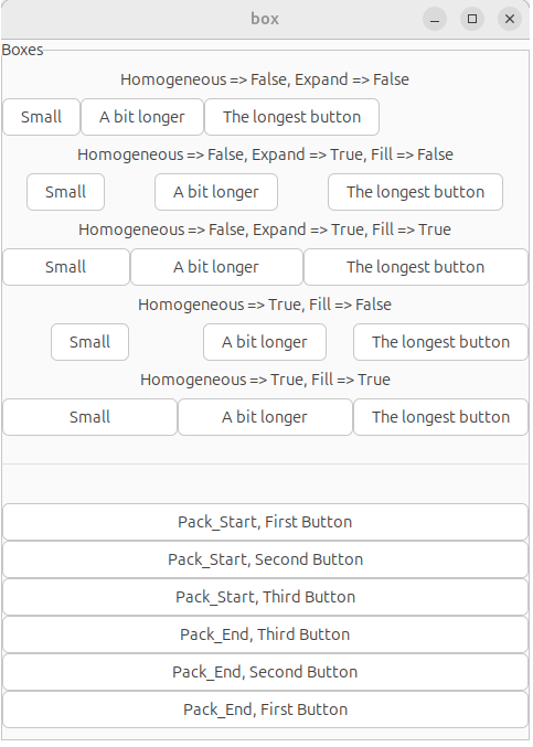Application "Box" screen