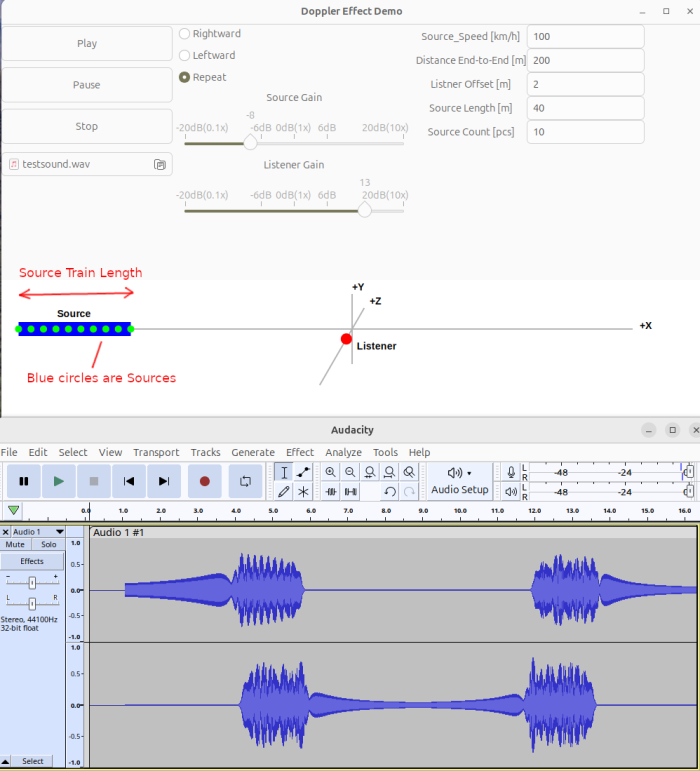 Doppler Tone App and Audio output