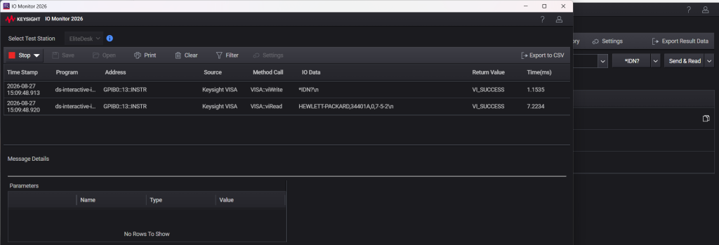 New IO Monitor IO capture screen sample