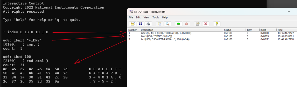 NI IO Trace capturing screen